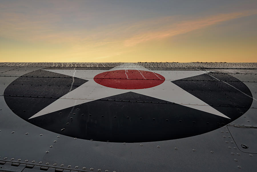 Sunset Photograph - USAAF Roundel at Sunrise by Chris Buff