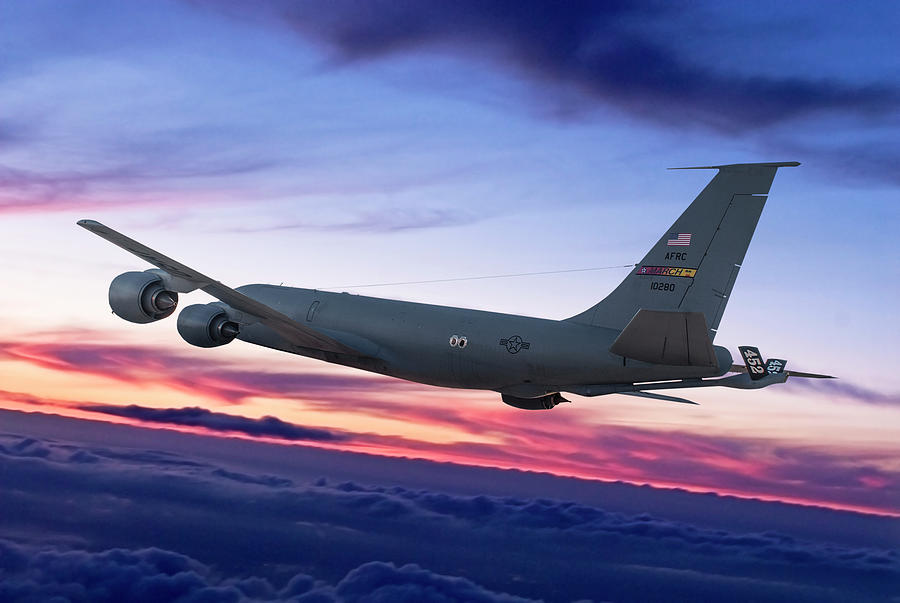 USAF Boeing KC-135R Stratotanker Mixed Media by Erik Simonsen