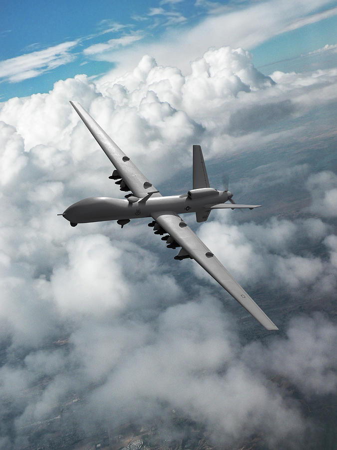 USAF MQ-9A Reaper Among the Clouds Digital Art by Erik Simonsen