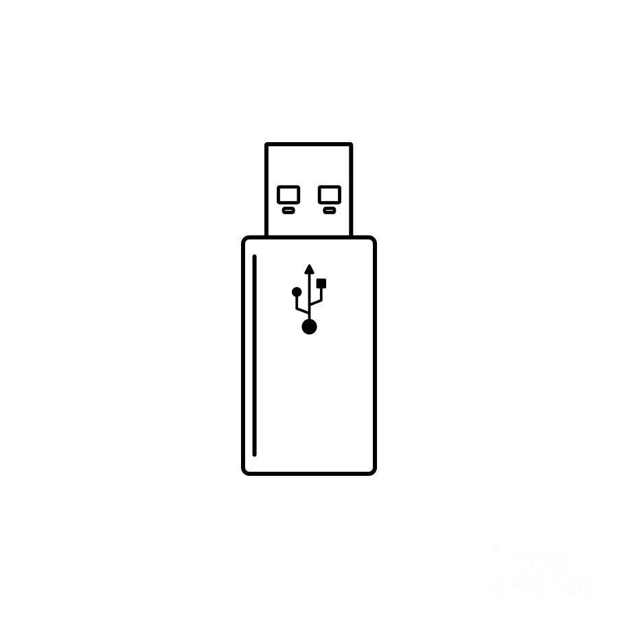 Device Digital Art - USB Stick Outline by THP Creative