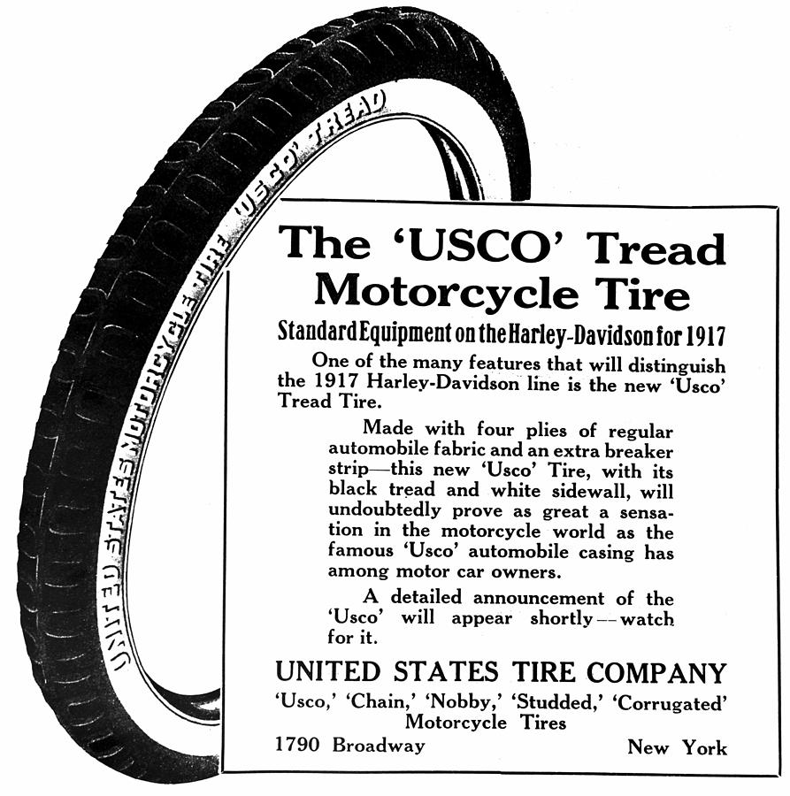 1917 USCO motorcycle tires add  Photograph by David Lee Thompson