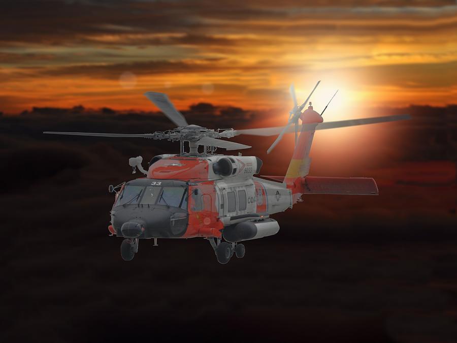 USCG HH60 /"Jayhawk/" Helicopter Aviation Art Print