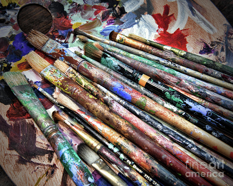 Brush Photograph - Used Artist Paintbrushes by Paul Ward