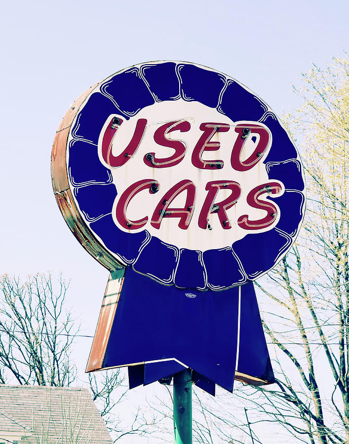Sign Photograph - Used Cars by Michael Schlueter
