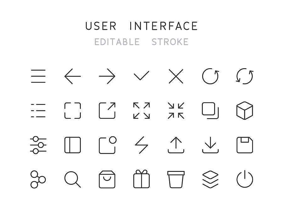User Interface Thin Line icons Editable Stroke Drawing by Bounward