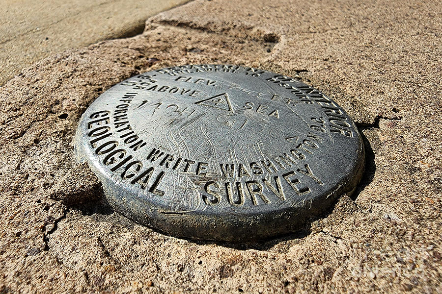 Schuminweb Photograph - USGS benchmark at Etters Roxbury Store by Ben Schumin