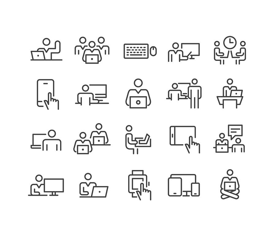 Using Computers Icons - Classic Line Series Drawing by -victor-