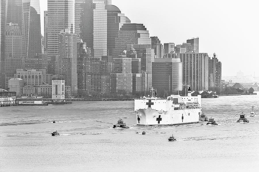 USNS NYC Comfort BW Photograph by Susan Candelario