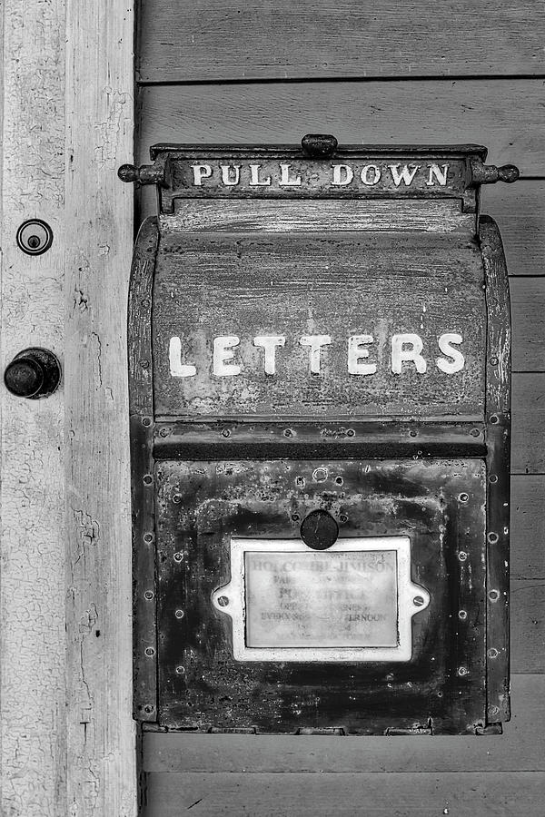 USPS Vintage Mailbox BW Photograph by Susan Candelario