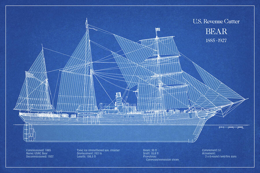 USRC Bear United States Coast Guard Revenue Cutter - ABD Digital Art by SP JE Art