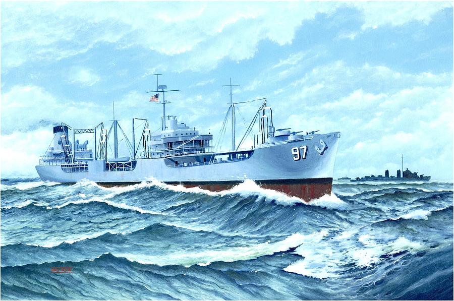 USS Allagash AO-97 Fleet Oiler Painting by George Bieda