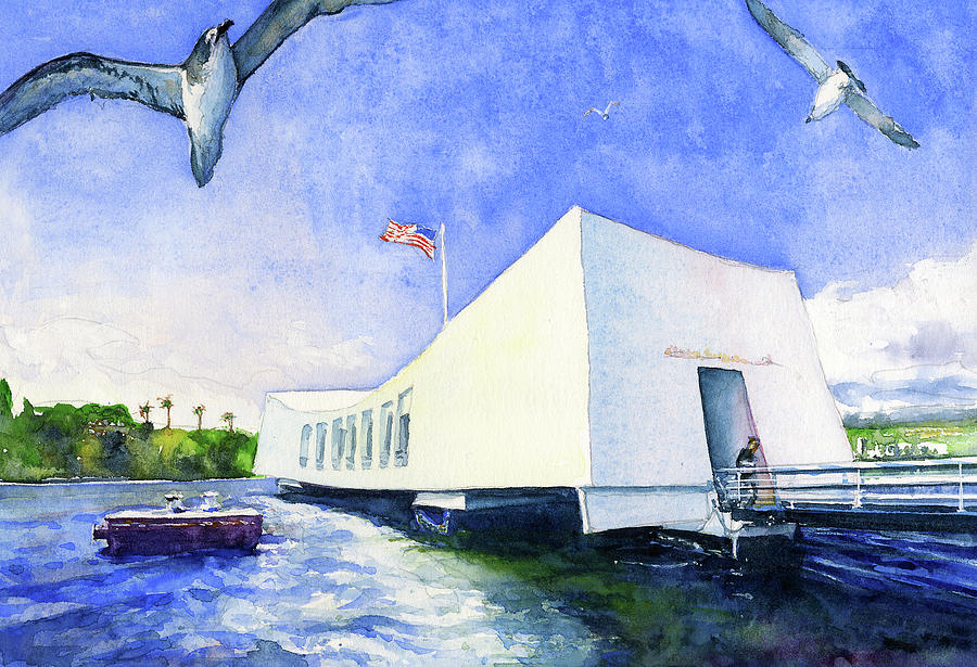 USS Arizona, Pearl Harbor Painting by John D Benson