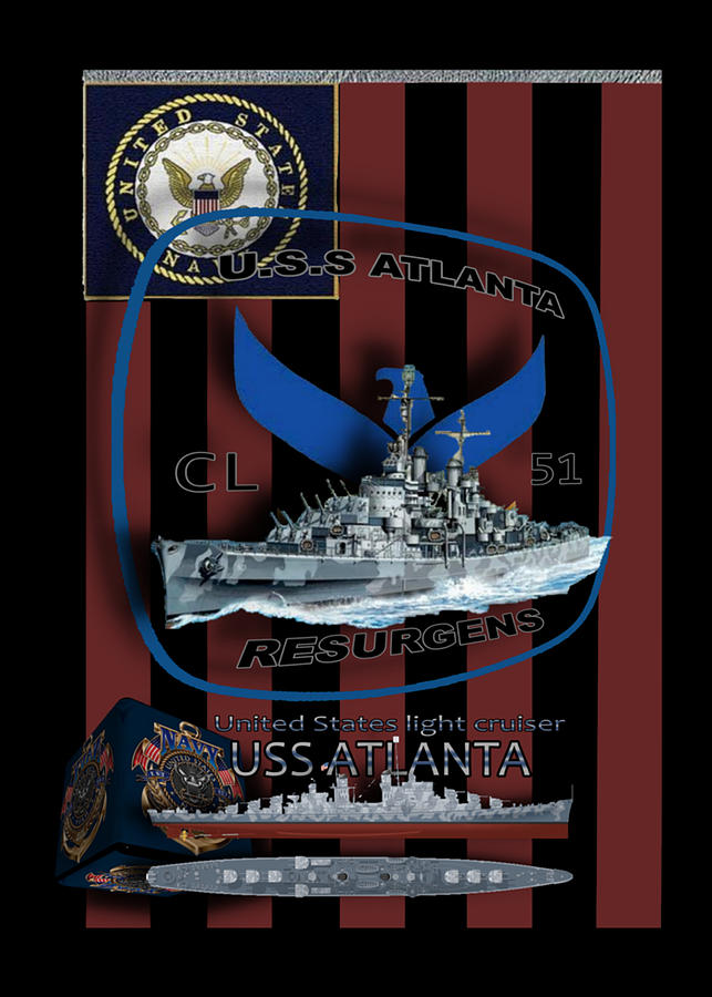 USS Atlanta light cruiser Digital Art by Gene Bradford | Fine Art America