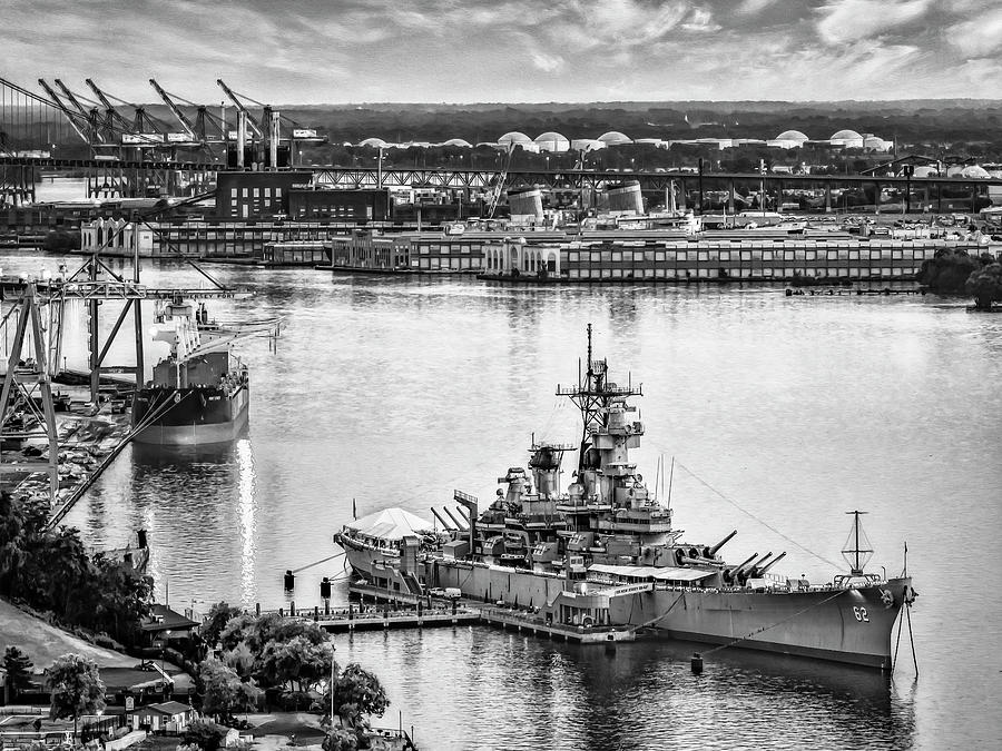USS Battleship New Jersey BW Photograph by Susan Candelario USS Battleship New Jersey BW Photograph by Susan Candelario