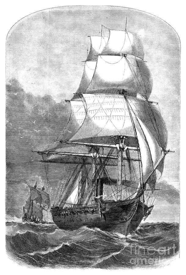 USS Brooklyn, 1861 Drawing by Granger
