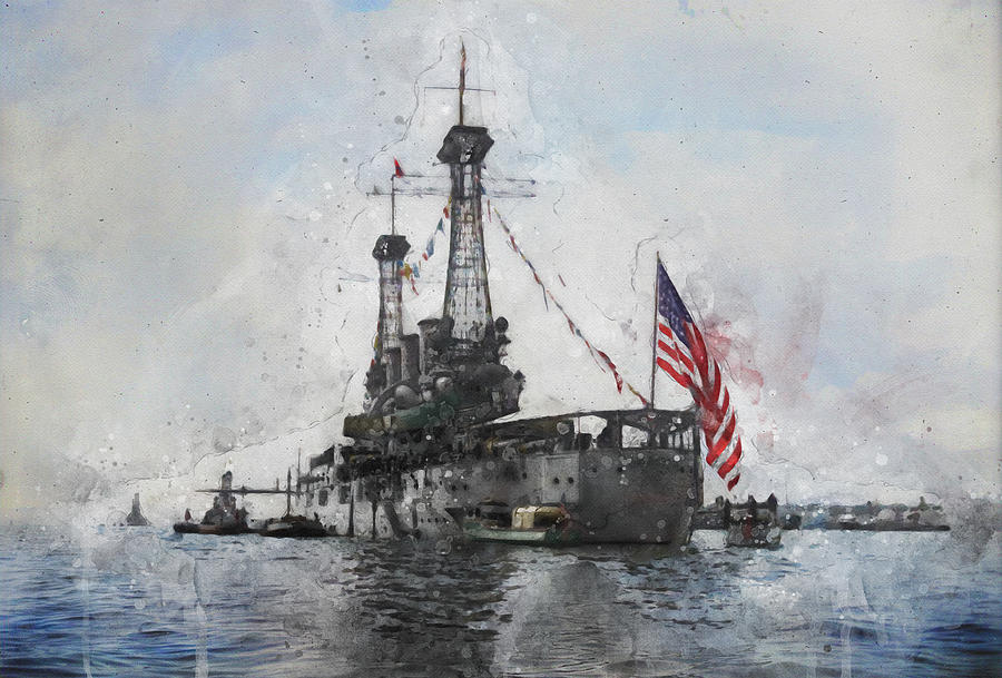 USS Connecticut 1904 Digital Art by Geir Rosset