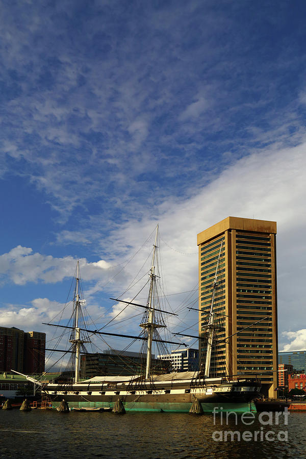 USS Constellation and World Trade Center Building Baltimore Photograph by James Brunker
