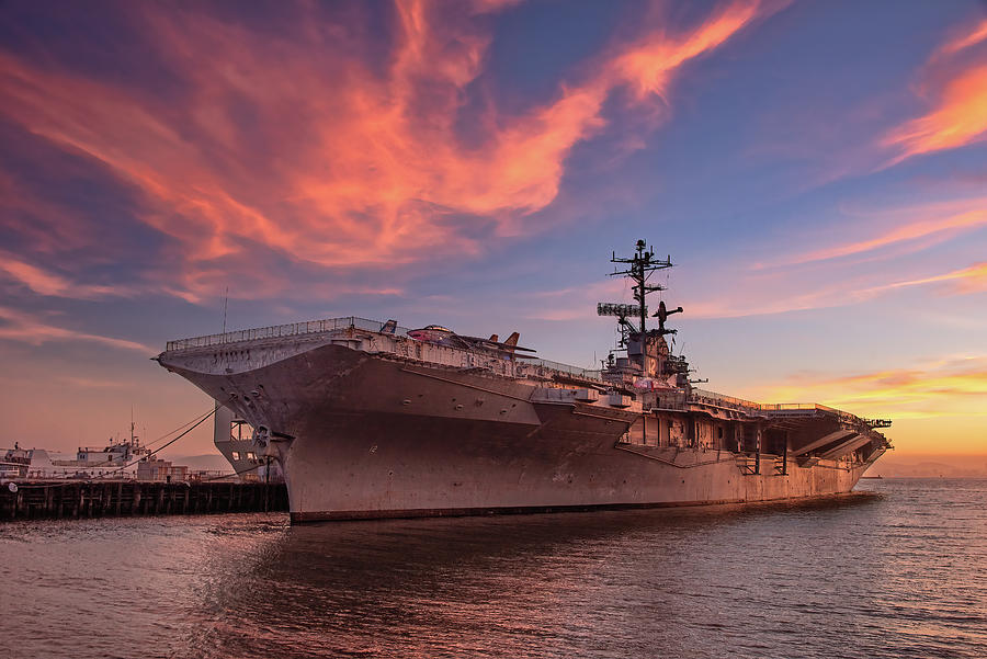 USS Hornet at Sunset Photograph by Laura Macky