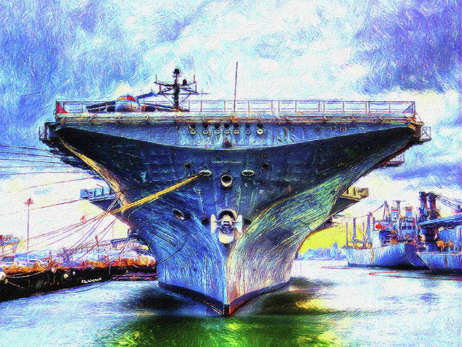 USS Hornet Painting by Linda Weinstock