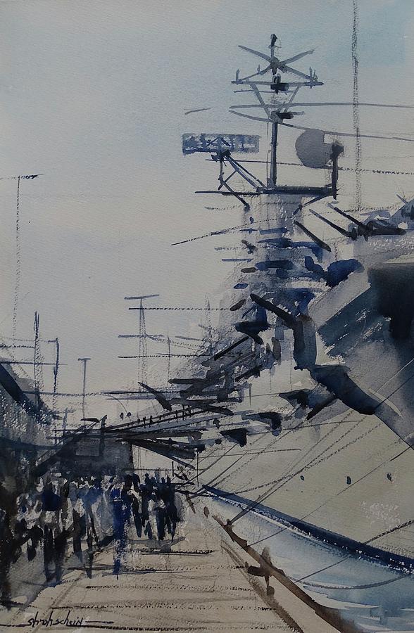 USS Hornet Painting by Sandra Strohschein