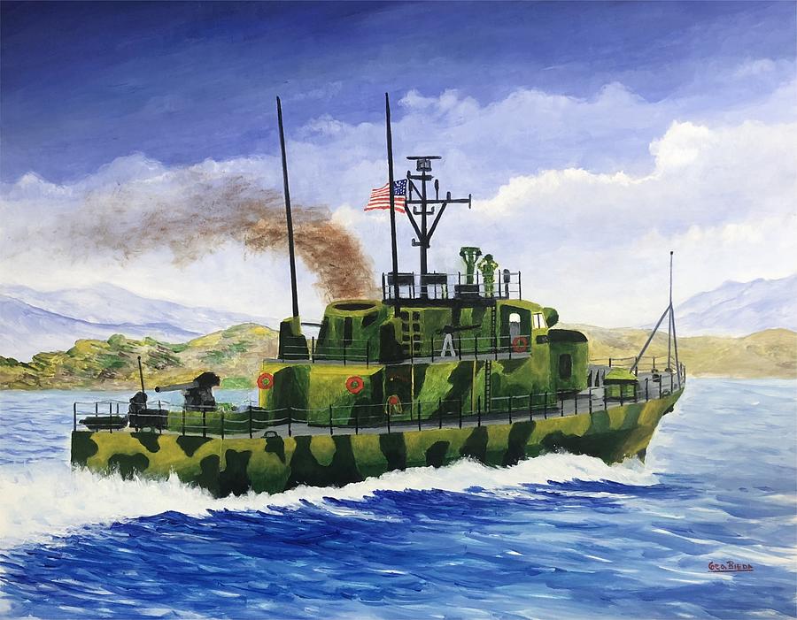 USS Marathon PG-89 Vietnam War Painting by George Bieda