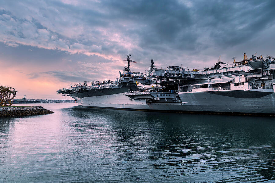 USS Midway at Sunset Photograph by Nancy Carol Photography - Fine Art ...