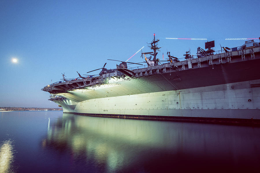 USS Midway At The Blue Hour Photograph by Joseph S Giacalone