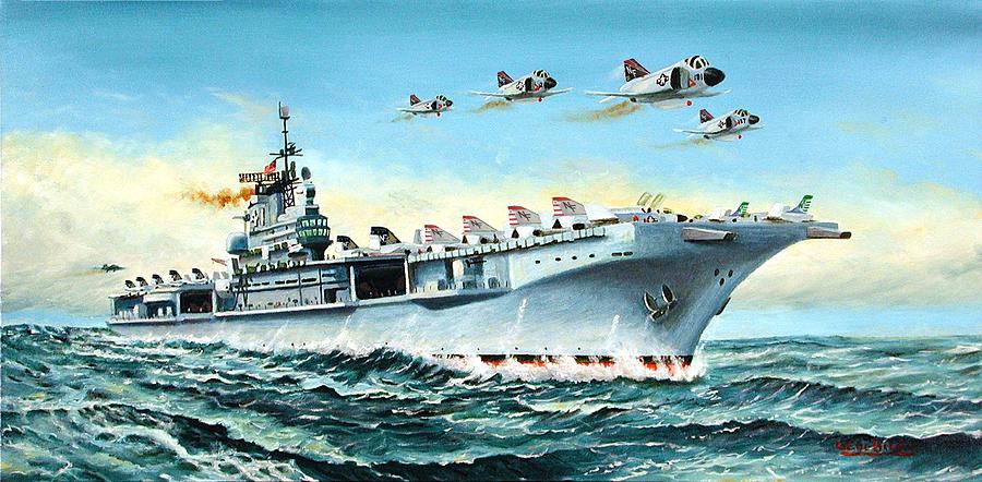 USS Midway CVA-41 Air Wing 5 Vietnam Era Painting by George Bieda