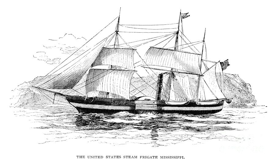 USS Mississippi Drawing by Granger