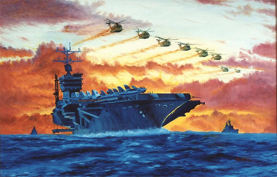 USS Nimitz CVN68 1980 Operation Evening Light Painting by George Bieda