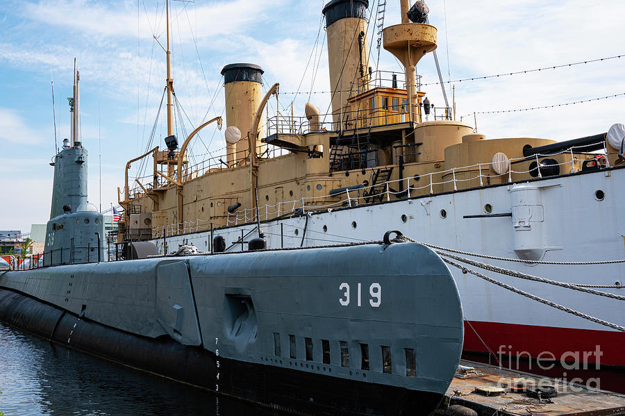 USS Olympia and USS Becuna Photograph by Bob Phillips