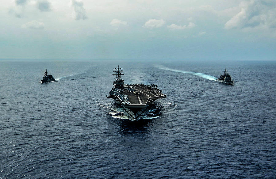 USS Ronald Reagan VN 76, USS Chancellorsville  and the  Painting by MotionAge Designs