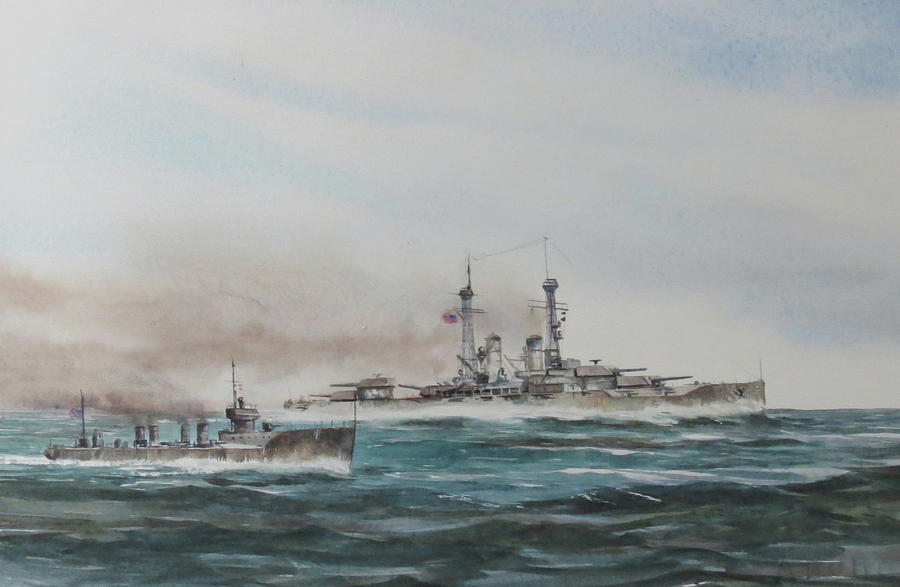 USS Texas and USS Rowan During World War One Painting by Jim Christley ...