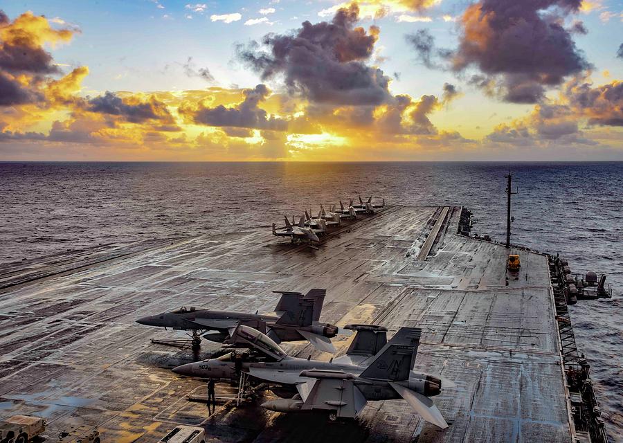 USS Theodore Roosevelt  transits the Philippine Sea. Painting by MotionAge Designs