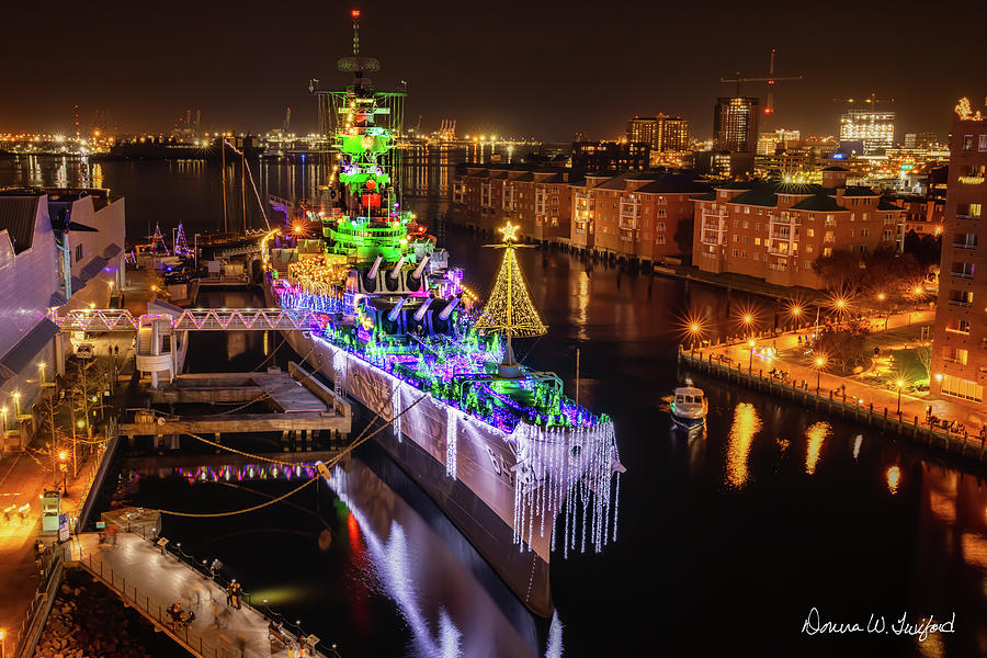 USS Wisconsin Christmas 3 Photograph by Donna Twiford