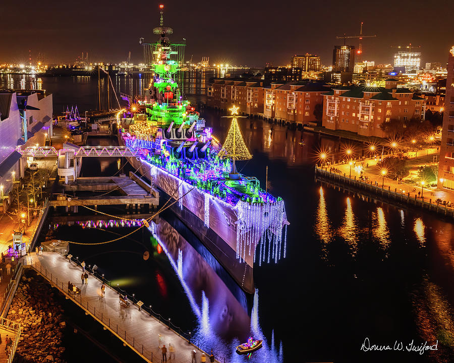 USS Wisconsin Christmas Photograph by Donna Twiford
