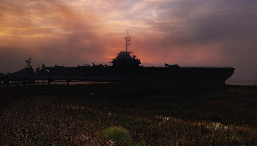 Sunset Photograph - USS Yorktown Sunset by Norma Brandsberg