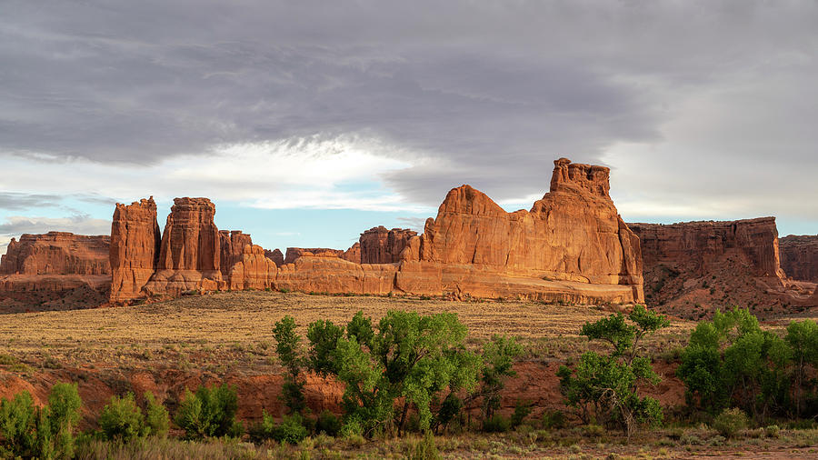 Utah Arches Cool Sky Bushes Photograph by William Kennedy