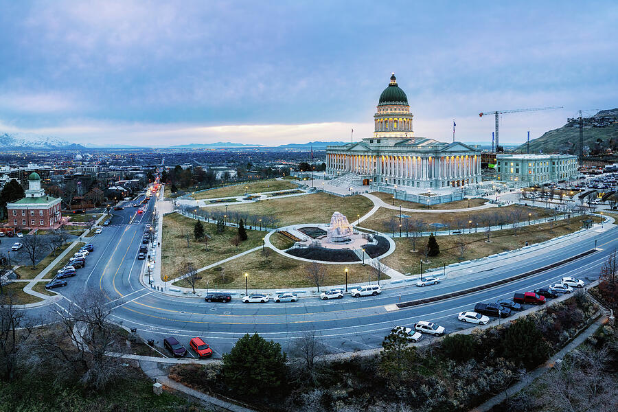 Utah Capitol Building - Aerial Photograph by Alex Mironyuk