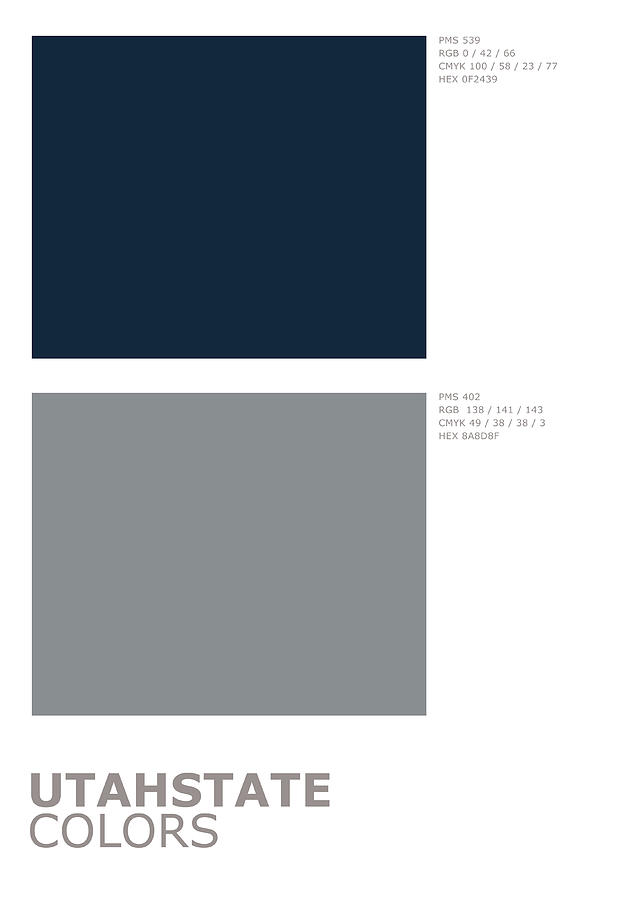 Sports Mixed Media - Utah State College Sports Team Official Colors Palette Minimalist by Design Turnpike