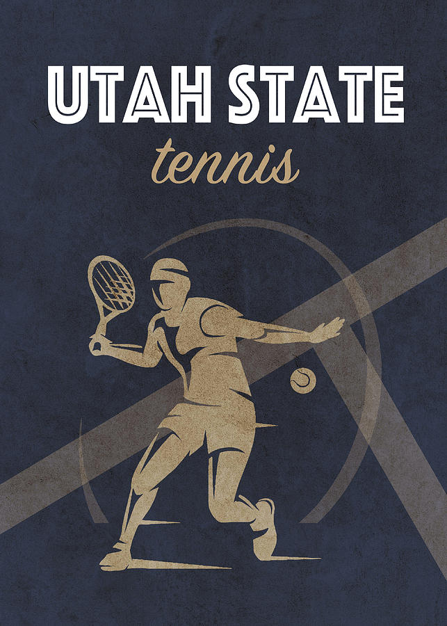 Tennis Mixed Media - Utah State Tennis College Sports Vintage Poster by Design Turnpike