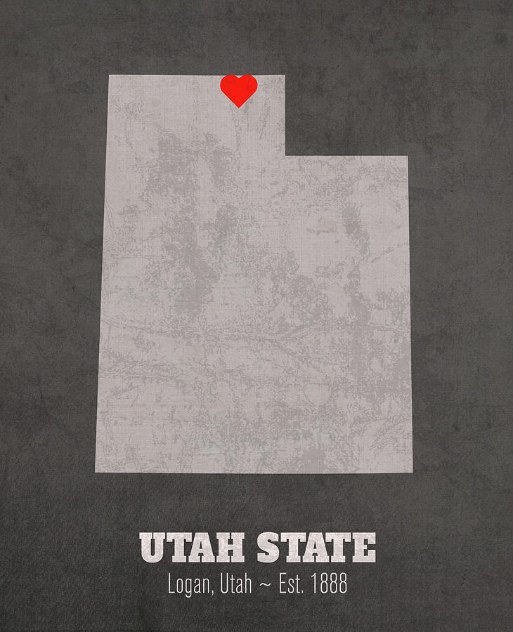 Utah State University Logan Utah Founded Date Heart Map Mixed Media By Design Turnpike Pixels