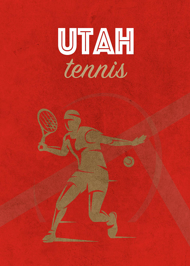 Tennis Mixed Media - Utah Tennis College Sports Vintage Poster by Design Turnpike