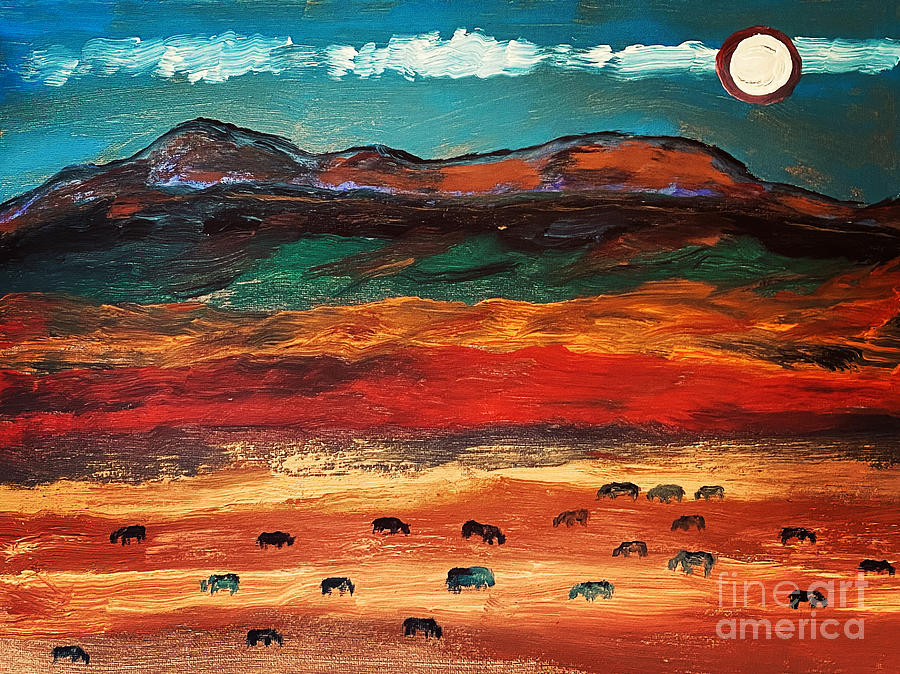 Utah West Desert at night 10 Painting by Richard W Linford