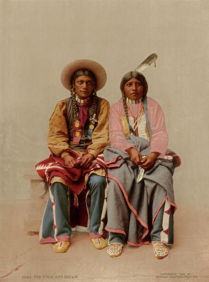 Native American Photograph - Ute Man And His Squaw by Underwood Archives