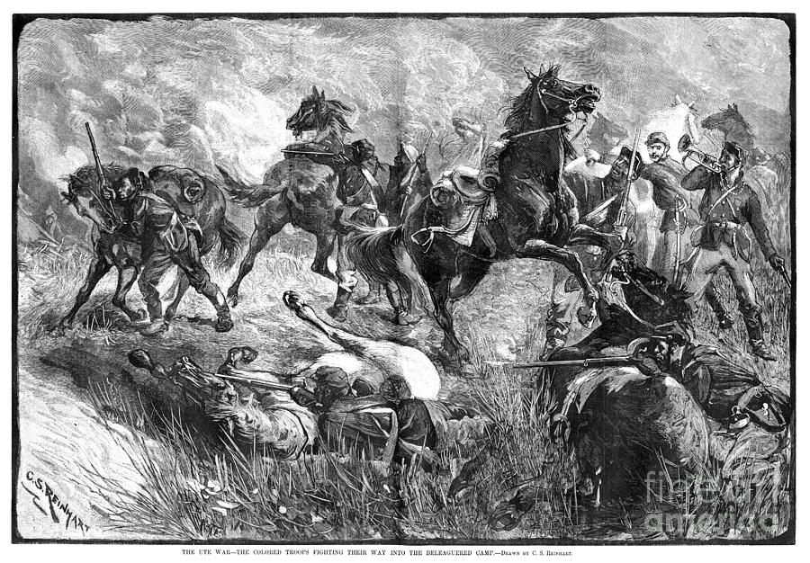 Ute War, 1879 Drawing by C S Reinhart