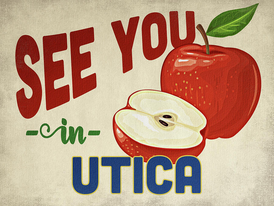 Utica New York Apple - Vintage Digital Art by Flo Karp