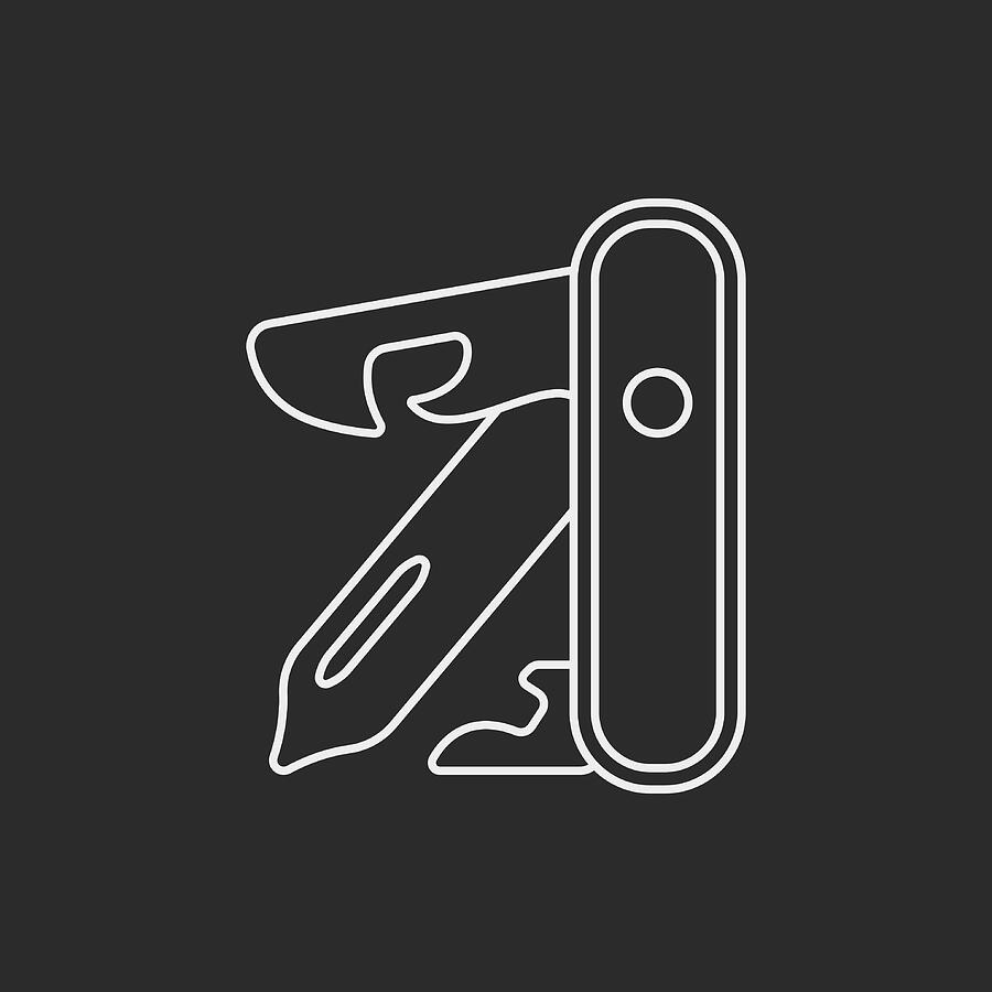 Utility Knife Line Icon Drawing by Vectorchef