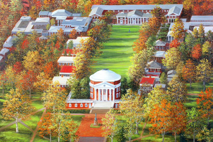 University Of Virginia Painting - UVA Rotunda and Lawn by Guy Crittenden