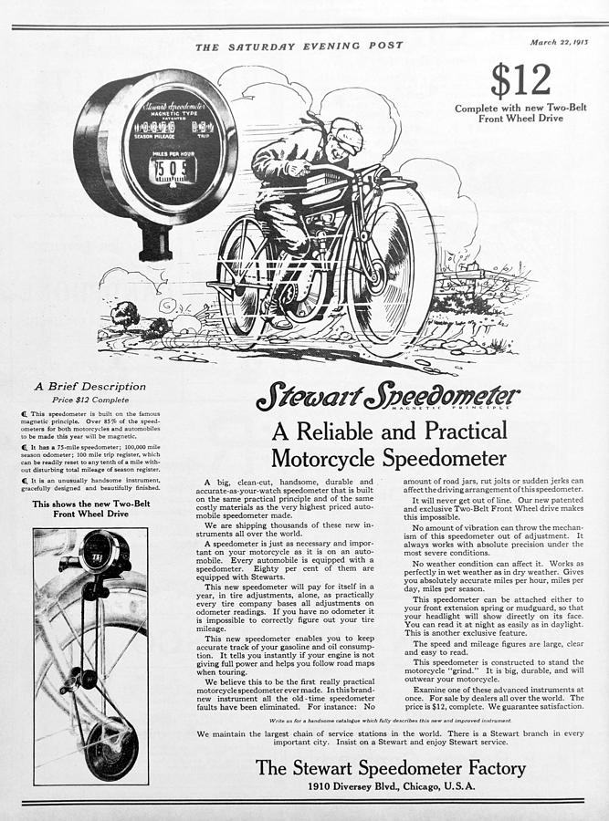 1912 Motorcycle speedometer add Photograph by David Lee Thompson